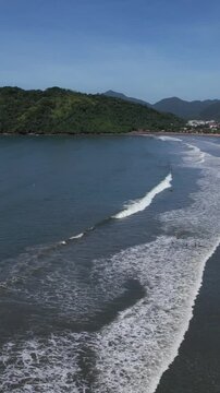 Turquoise Waters of Lazaro Bay, Ubatuba &mdash; Vertical Aerial Drone Footage
