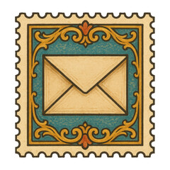 Obraz premium PNG Vintage envelope stamp illustration.