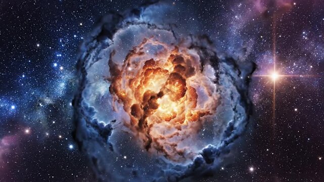 Epic supernova explosion in deep space with nebula.