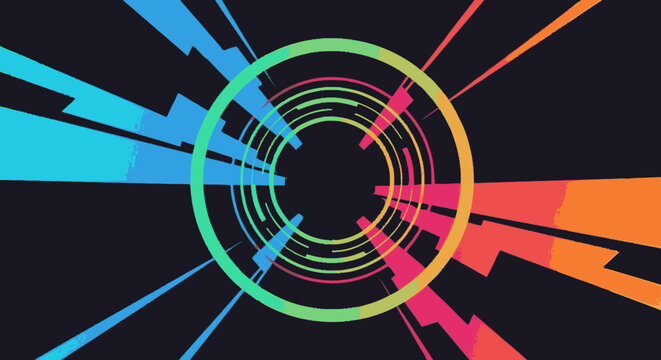 Abstract vector illustration of a dynamic futuristic tunnel with vibra