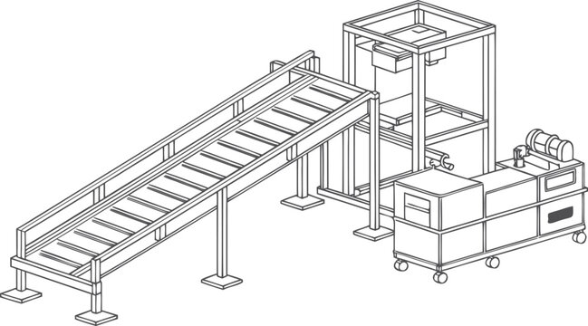 Isometric line of factory conveyor system and industrial machine