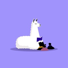 Obraz premium Llama Reading Therapy Session in a Cozy Library Corner