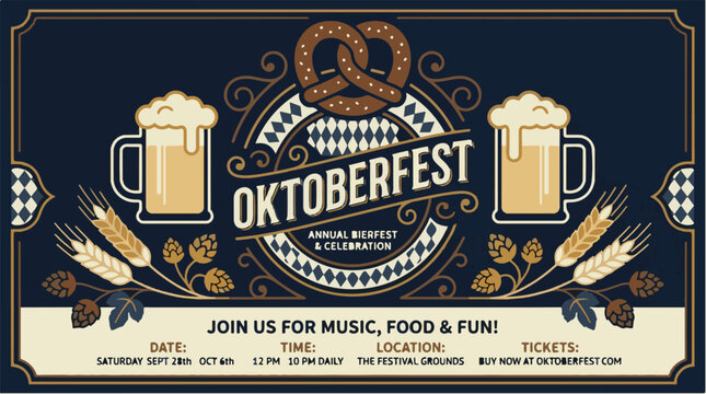 Oktoberfest annual beer festival invitation banner design
