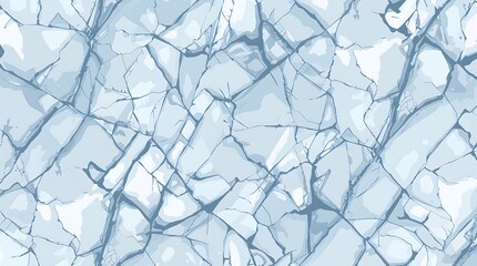 Fototapeta premium Cracked ice texture seamless vector pattern in shades of blue and white