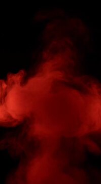 Abstract Swirling Red Smoke Effect on Black Background Dramatic Atmospheric Texture Volumetric Light