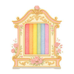 Naklejka premium PNG Vintage floral pastel cabinet illustration.