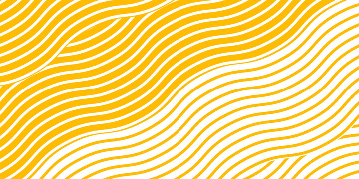 Yellow instant noodle, pasta and spaghetti texture with geometric wavy lines. Ramen, pasta vector pattern. Background abstract food illustration