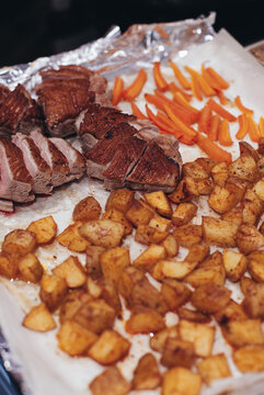 baked duck with potatoes and butter