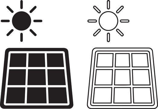 sun and solar panel vector illustration