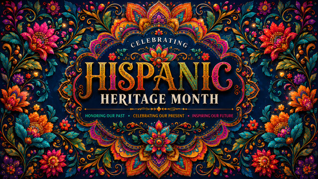 Celebration Hispanic Heritage Month colorful floral pattern