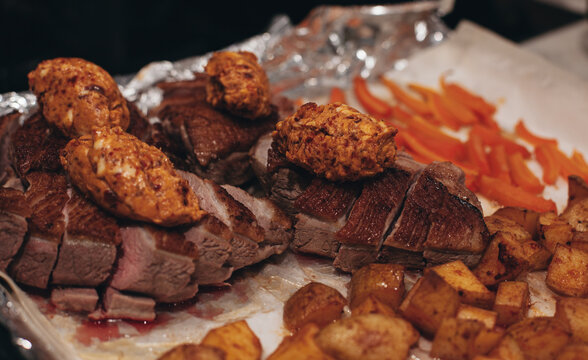 baked duck with potatoes and butter