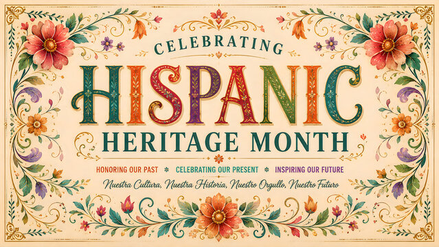 Celebration Hispanic Heritage Month floral background