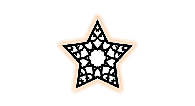 Black ornate star shape with intricate filigree patterns.