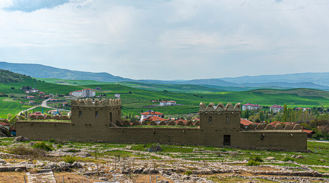 Scenic views of the archaeological remains and monumental stone walls of Hattuşa (Hattusha),  located in Boğazkale, &Ccedil;orum, this sprawling site was the fortified capital city of the Hittite Empire duri