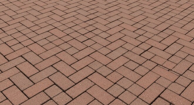 Herringbone Pattern Brick Pavement Close-up