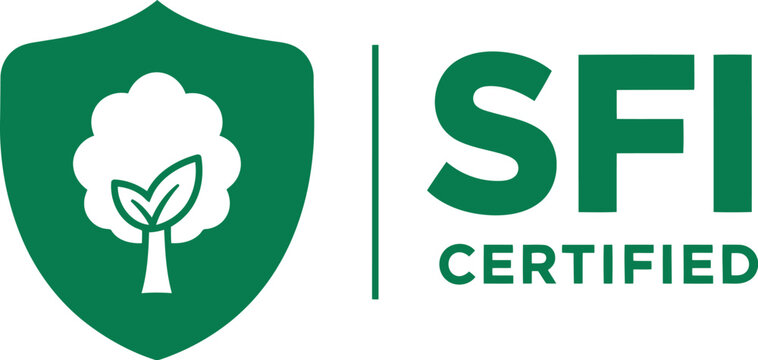 SFI Certified Logo with Green Shield and Tree Symbol on White Background