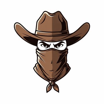 Western Cowboy Masked Bandit Emblem - Wild West Character Icon