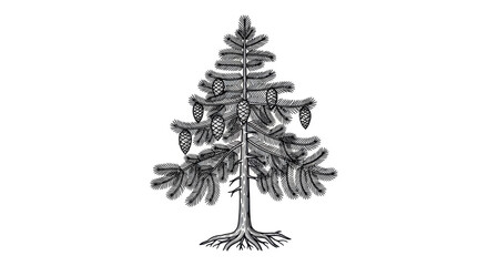Pine tree with roots and cones © Angsa