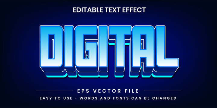 Digital 3D editable text effect vector on dark blue gradient background