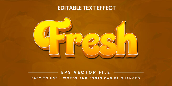 Fresh cursive 3D editable text effect vector on orange background