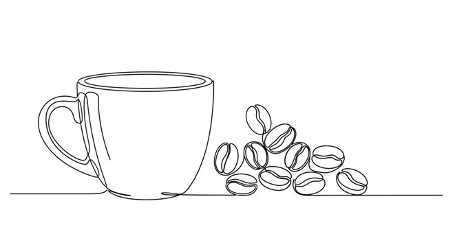 Coffee Cup with Coffee Beans.