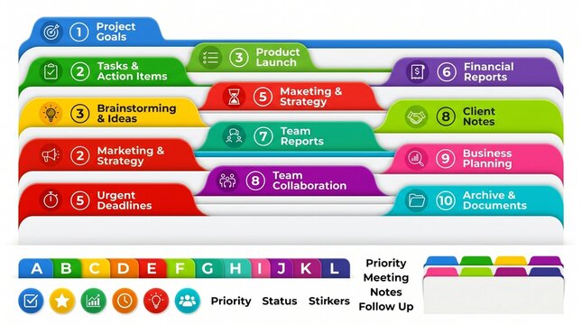 Modern Office File Divider Tabs for Project Management and Document Organization