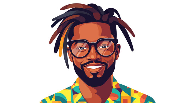 african american man with dreadlocks and glasses