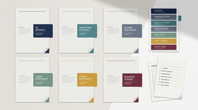 Minimalist Document Divider Collection with Professional Tabs for Business Report Presentation