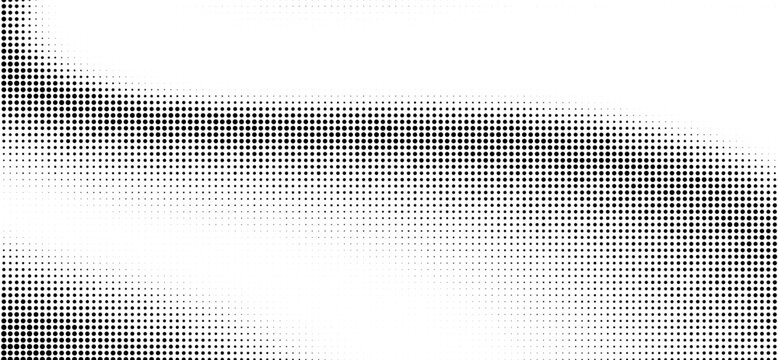 Grunge halftone dots vector texture background . Border