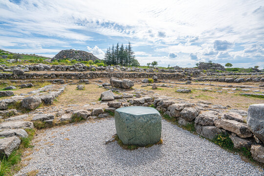 The famous, monolithic green stone cube located within the ruins of the Great Temple in Hattusa. Often called the 'wishing stone', this unique nephrite jade rock remains.