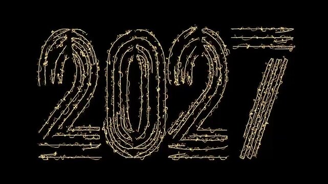 Happy new year 2027 text design colorful animation video