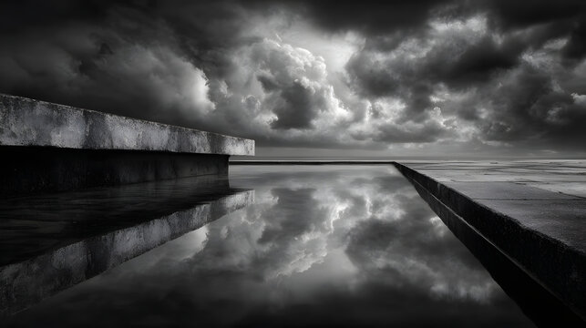Black and white composition emphasizing simplicity and balance 