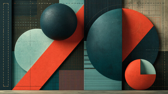 A bold abstract artwork inspired by the Constructivist movement, featuring dynamic geometric shapes, strong lines, and a striking primary color palette.