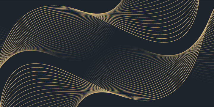 Abstract geometric vector curve lines shape in premium gold color isolated on transtransparent background. Dinamic flowing gold gradient wave pattern. Vector llustration