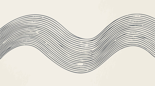 Abstract minimalist wave pattern with parallel lines on light textured background
