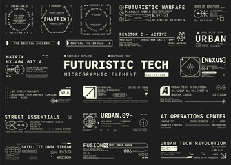 Fototapeta na wymiar Set of Micrographic element Futuristic UI Cyber Futuristic technology Collection