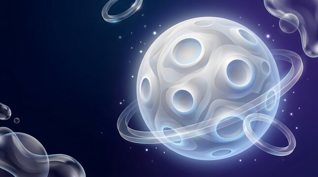Moon background with glowing sphere