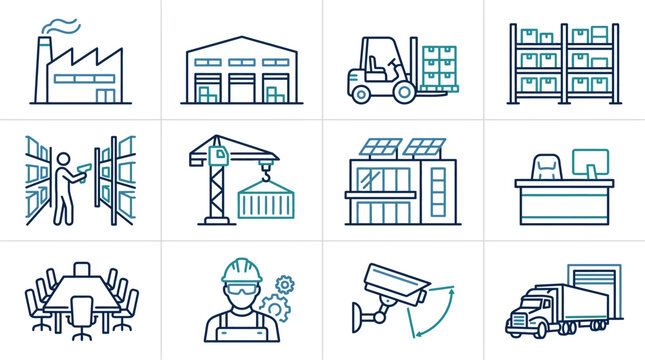 Industrial icons and symbols collection.