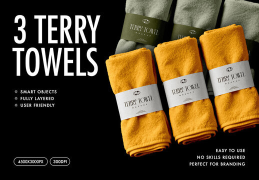 Spa Towel Mockup &ndash; with Paper Label Branding Presentation (PSD)