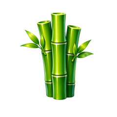 Fototapeta premium Illustration of green bamboo stalks with leaves isolated on transparent background