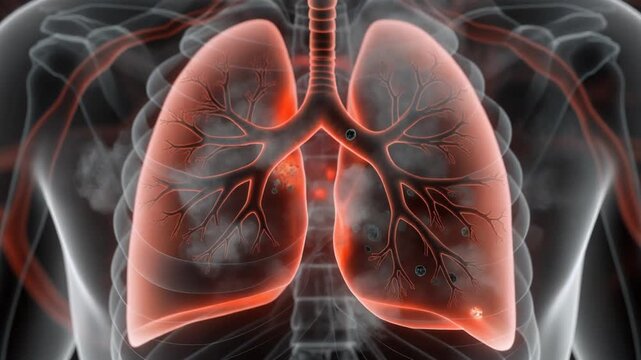 Lungs pain from smoke exposure and how it affects health in a human body
