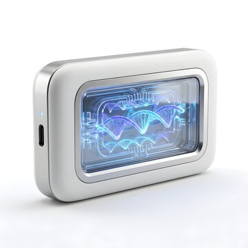 Futuristic DNA Data Storage Device in a Sleek White Casing