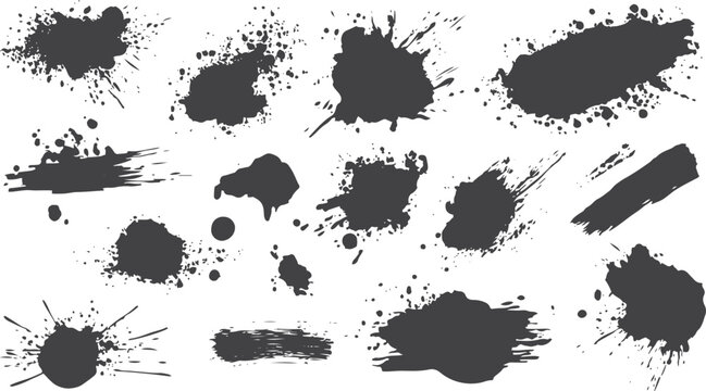 Collection of black ink splatter shapes