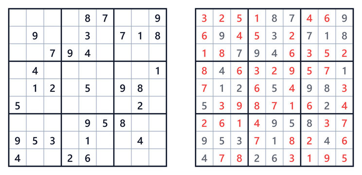 Hard Sudoku puzzle with solution for educational and blog publications
