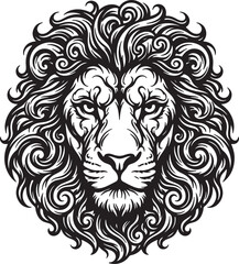 Obraz premium Flowing Smoke Ring Lion Head Vector Illustration