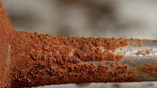 Timelapse of rusting metal surface showing progressive oxidation and corrosion