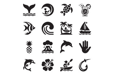 Fototapeta premium set of beach icons on white background