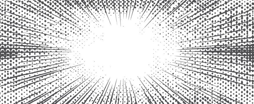 Radial speed lines with halftone dot pattern