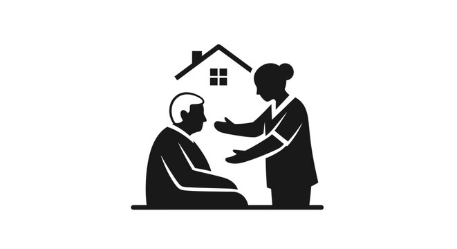 Home Care Assistance Icon Representing Senior Patient Support.