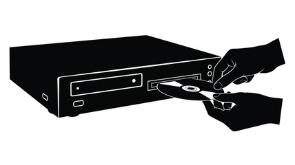Cd Player With Hand Inserting Disc Black Silhouette © MDShawon